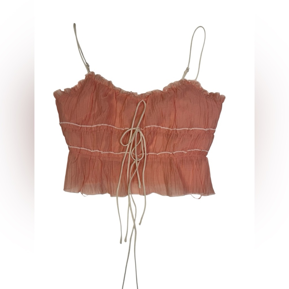 Indikah Peach Ruffle Crop Top‎ – Size